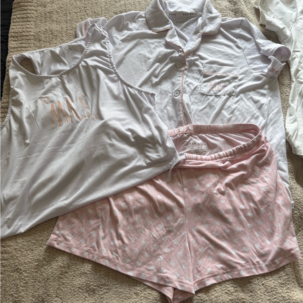 Lot of XL bridal PJs, shirts, and tanks.